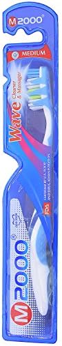 M2000 Ergonomic Anti-slip BPA Free Wave Cleaner &amp; Massager Toothbrush, Medium, 4 Pack