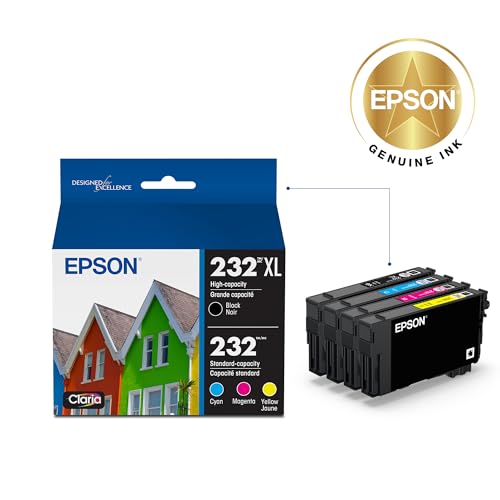 EPSON 232 Claria Ink High Capacity Black & Standard Color Cartridge Combo Pack (T232XL-BCS) Works with WorkForce WF-2930, WF-2950, Expression XP-4200, XP-4205