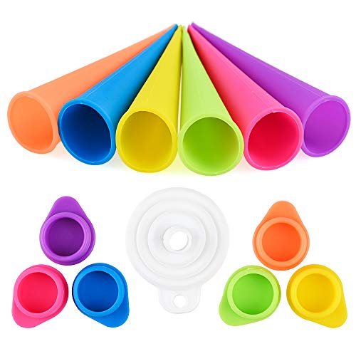 GOLDGE Set of 6 Ice Moulds Silicone Ice Moulds Ice Mould with Silicone Funnel Made of 100% Food-Grade Silicone for DIY Summer Ice Cream