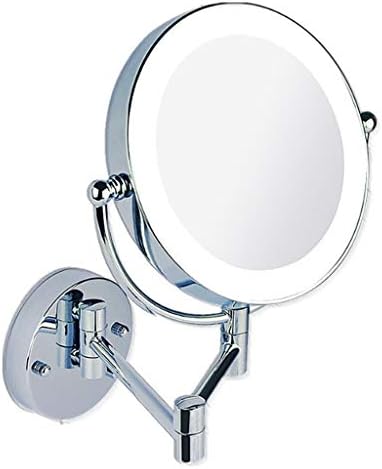 Mirrors Magnifying Makeup Vanity Mirror LtHvoa Dressing Mirror With Lights 8" Wall Mounted Makeup Mirror LED Lighted Two Sided 360° Swivel Extendable Cosmetic Vanity Mirror 5X Magnification For Bathro