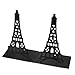 Bookends, Non Skid Heavy Metal Durable Sturdy Strong Books Organizer, Eiffel Tower Bookshelf Decor for Bedroom Library Office School Supplies Stationery Gift by COOLGUY (Black)