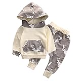 Baby Boy Girl 2pcs Christmas Suit Hoodies Deer Print Long Sleeve Top+Long Pants (3-6months, Beige)