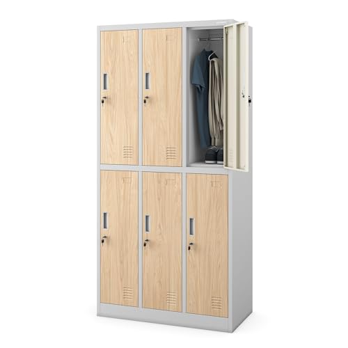 Jan Nowak Umkleideschrank Metall, Spindschrank mit 6 Fächern, abschließbar