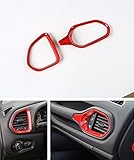 FMtoppeak Red 2 PCS ABS Interior Kits Dashboard Air Condition Vent Trim Ring Outlet Cover for 2014 UP Jeep Renegade