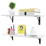 Homfa Floating Shelves Set of 2 Wall Mounted Display Rack Ledge Shelf with Bracket Modern Home Decor for Bedroom, Living Room