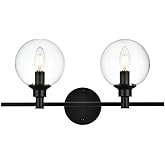 Living District Jaelynn 2-Light Iron & Glass Bath Sconce in Black/Clear