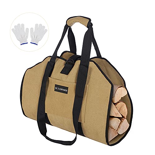 Fireplace Carrier Waxed Firewood Canvas Log Carrier Tote Bag Outdoor