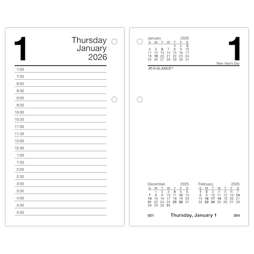 AT-A-GLANCE 2026 Desk Calendar Refill, Daily, 3.5" x 6", Standard, Loose-Leaf (…