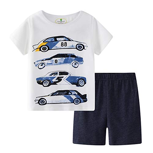 BIBNice Little Boys Summer Outfits Short Sleeve Playwear Sets Cotton Car Size 3