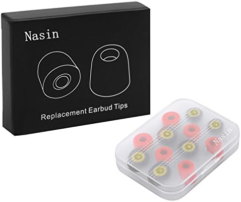 Earphone Tips,Nasin Memory Foam Premium Earphone Tips [3-Pair,Red]+Silicone Earphone Tips for Headphones [3-Pair,Black]- Isolation Outside Noise