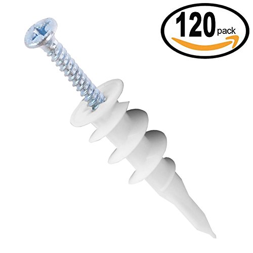 Drywall Anchors 120 Pcswith Screws Kit Plastic Self Drilling Drywall