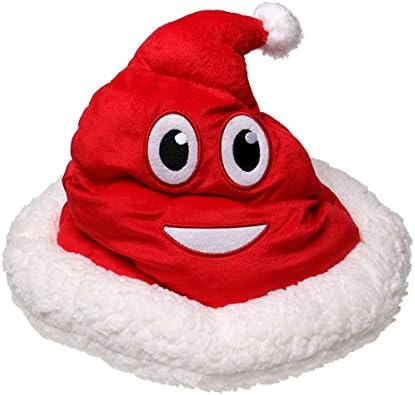 GIFTSHOP101 Holiday Xmas Emoji Poop Emoticon Soft Plush Christmas Hat Costume Red 13 inches