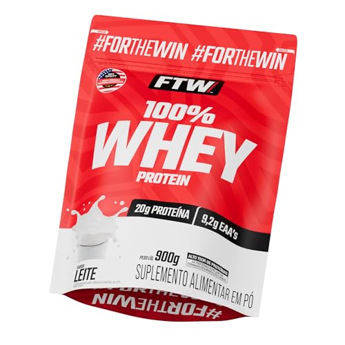 Whey Protein 100% Concentrado FTW Sabor Leite Refil 900g Suplemento Alimentar, Proteína do Soro do Leite, Alto Valor Biológico