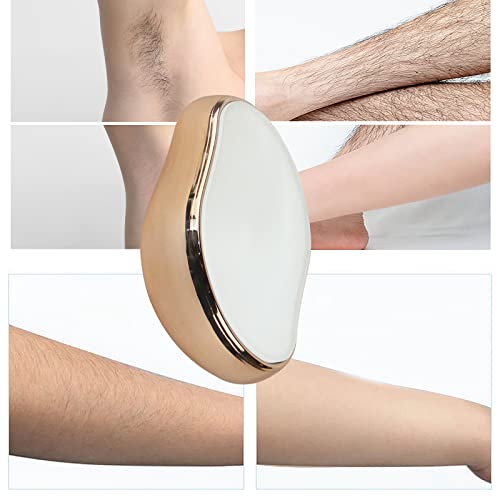 Crystal Hair Eraser Stone for Women Legs, Painless Magic Crystal Hair Removal Device, Fast & Easy Exfoliate, Silky Hair Remover Skin Exfoliator Tool for Men Arms Back Body Any Part(Gold)