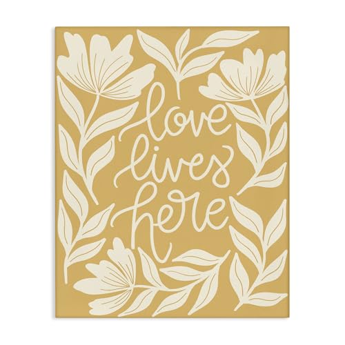 Stupell Industries Love Lives Here Yellow Florals Canvas Wall Art Design by Tay…