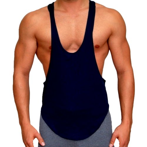 Mens Navy Bodybuilding Gym String Posing Tank Top New Gary Majdell