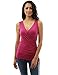 PattyBoutik Women V Neck Corset Ruched Tank Top (Rose Medium)