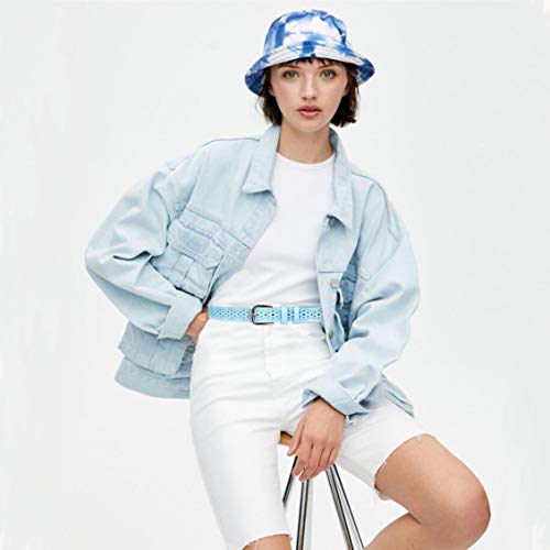 Gackoko Women belt - Hollow Flower Cowhide Leather Belt Ladies Vintage Cowgirl Western Design With Alloy Buckle (M, Sky Blue) - Thumbnail 6