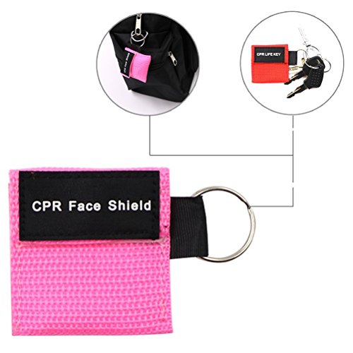 Pack of 25pcs CPR Mask Keychain Ring Emergency Kit Rescue Face Shields for First Aid or CPR Training (Red25) - Thumbnail 3