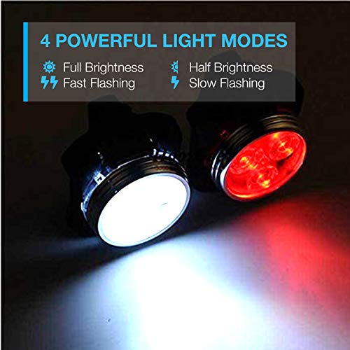 Vont \'Pyro\' Bike Light Set, USB Rechargeable, Super Bright Bicycle Light, Bike Lights Front and Back, Bike Headlight, 2X Longer Battery Life, Waterproof, 4 Modes (2 Cables, 4 Straps)