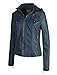 LE3NO Womens Faux Leather Zip Up Moto Biker Jacket with Pockets