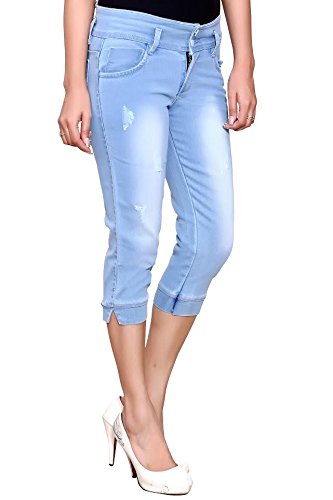 fnocks women slim fit light blue capri 26 28 30 32 34