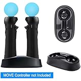 YOUSHARES Dual Charging Dock for Playstation Move Controller – Charging Station for Motion Gamepad with LED Indicator, Compatible to PS3 / PS4 Motion Controller, USB Powered (Black)