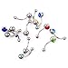 12 Pcs Double Jeweled CZ Crystal Belly Button Navel Rings Body Jewelry Piercing 316L Surgical Steel14G 7/16