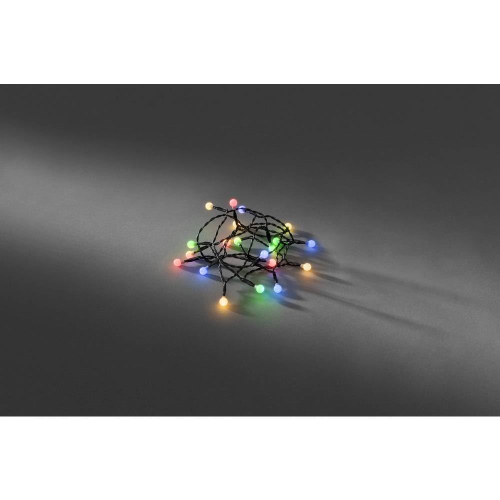 Konstsmide LED Berry Set Round Diodes/Indoor Use (IP20) Battery Fairy Lights/Battery Operated: 3xAA 1.5V (excl.)/Timer/20 Multi Coloured Diodes/Black Cable String 20 Lights,Multi-Colour