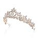 SWEETV Crystal Princess Crown Rhinestone Tiara Bridal Head Jewelry Wedding Hair Accessories, Rose Gold