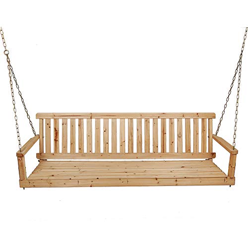 48-Zoll-Schaukelbank aus Massivholz mit Metallkette, Mit Armlehnen und Rückenlehne Freizeit Schaukelstuhl Hängesessel…