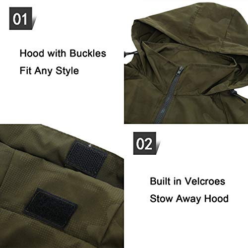 FISOUL Women's Lightweight Jacket Packable Running Windbreaker Active Outdoor Hooded Waterproof Raincoat S-XXL(Green,Small)