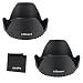 UltraPro 55mm and 58mm Tulip Flower Lens Hood Bundle for Select Nikon Digital SLRs with Nikon 18-55mm f/3.5-5.6G VR AF-P DX and Nikon 70-300mm f/4.5-6.3G ED - Includes UltraPro Microfiber Cloth primary