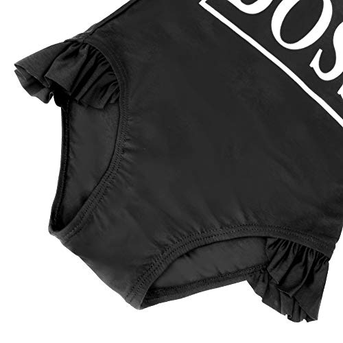 Xplanet Baby Toddler Girl Ruffle Swimsuit-One Piece Swimwear Infant Sunsuits Bathing Suits (1-2T, Boss Black)