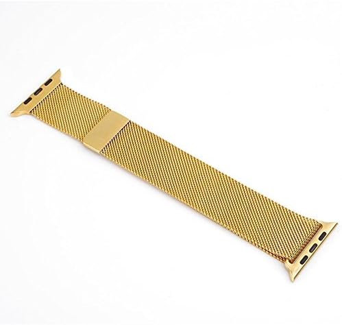 Blesihu Watch Band for Apple Watch,Stainless Steel Magnetic Closure Clasp Milanese Milanese Loop Mesh Band for Apple Watch Sport Gold 38mm