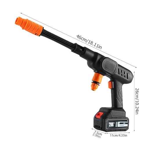 Gyhhxlh Cordless Pressure Washer Gun - 21V 3000mAh Battery (10Pcs), 9-12M Range, 0-180° Nozzle for Cars/Fences/Boats, Portable Power Cleaner (black)