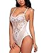 Avidlove Women One Piece Lingerie Mesh Fishnet Teddy Sexy Lace Bodysuit White Small
