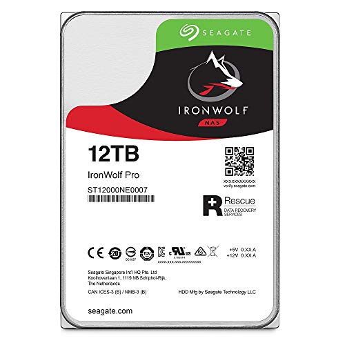 Seagate IronWolf Pro 12TB NAS Internal Hard Drive HDD - 3.5 Inch SATA 6Gb/s 7200 RPM 256MB Cache for RAID Network Attached Storage, Data Recovery Rescue Service (ST12000NE0007)