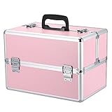 Docooler Lockable Cosmetic Organizer Box Foldable Makeup Train Storage Case Holder 2 Layers