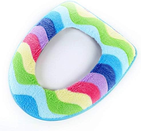 Soft & Comfy Memery Foam Toilet Lid & Tank Cover Toilet Seat Cushion Toilet Mat Pad Bathroom Warmer,Blue Waves