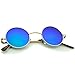 zeroUV - Retro Round Sunglasses for Men Women with Color Mirrored Lens Glasses (Gold/Blue-Green)