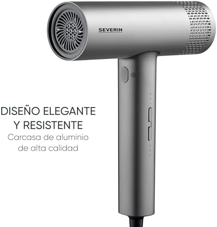 Secador de pelo de alto rendimiento con motor BLDC y tecnología iónica, Secador de pelo con difusor magnético y concentrador, Potencia de 2.000 W, Gris, HT 0171