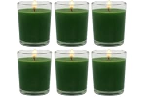 Haoson Unscented Green Candles in Glass 3.0oz Soy Wax Votives for Christmas Wedding Party Dinner, 6 Packs