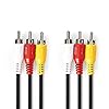 KnnX 28131 – Cable Audio et Video – 3 x RCA Male to 3 x RCA Male – Triple Rouge, Blanc, Jaune – 1 m