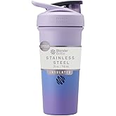 BlenderBottle Sport Sleek Insulated Stainless Steel Shaker Bottle with Wire Whisk, 25-Ounce, Lavender Ombre – Protein Shakes & Hydration for Athletes & Fitness Enthusiasts, Easy Mixing, Lockable Lid