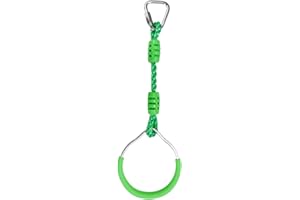 HOKILANDS Green Hanging Ninja Ring Swing Monkey Bar for Kids Adult Backyard Obstacle Course, Indoor Outdoor Training Equipment Play Set Trapeze Bar Climb Rings Jungle Gym Gymnastic Rings Fist with Carabiner