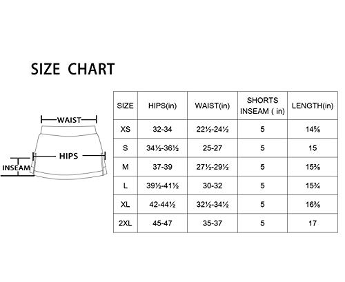 Tennis Skirt with Pockets for Women - Workout, Golf Skort with Build-in Shorts Black - Thumbnail 6