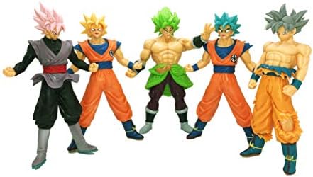 Playforever Dragon Ball Z Super 7'' Figure-Rise Standard Action Set of 5 Toys: Son Goku Super Saiyan|God Goku|Ultra Instinct|Goku Black Rose|Broly|Jiren (Set of 5 Broly)
