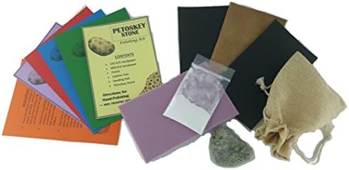 PETOSKEY STONE (Real Petoskey Stone from Northern MI!) DIY Rock Polishing Kit * Fun For Children or Adults! * Includes FREE BONUS Gift Bag