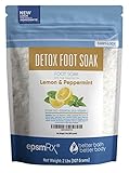 Detox Foot Soak 32 Ounces Epsom Salt with Lemon and Peppermint Essential Oils Plus Vitamin C Made with All Natural Ingredients also Includes Lavender and Frankincense Essential Oil